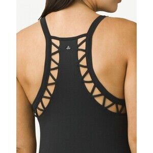 New Womens NWT PrAna S Bra Tank Dress Ardor Black Logo Cut out Design Tank Cute